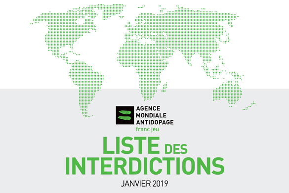 La liste des substances et méthodes interdites 2019 de l’AMA est en vigueur